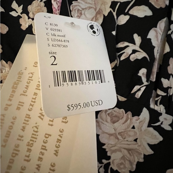 NWT Loveshackfancy 100% silk Angie dress in Almond Cookie, size 2. - Picture 4 of 5